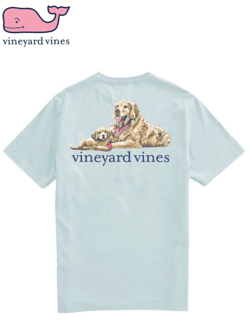 NWT Vineyard Vines Men's Large Light Blue Golden & Pup Graphic Short Sleeve Tee
